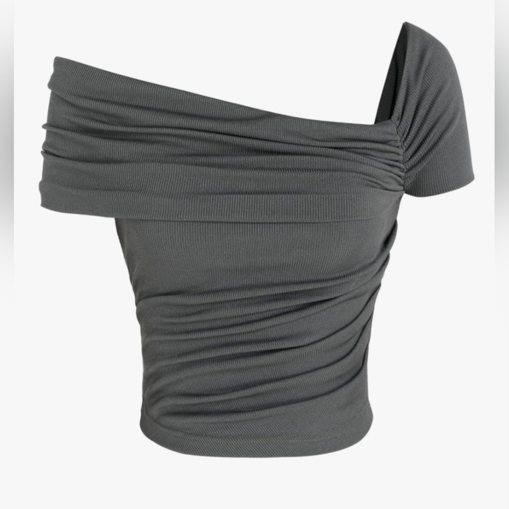 Elegant Gray Off-Shoulder Top
